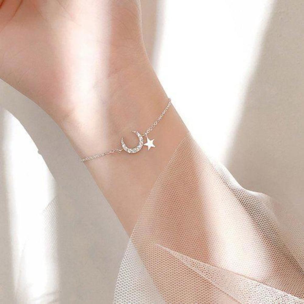 925 Silver Diamond Moon Star Bracelet